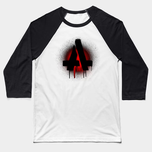 Stencil Graffiti Anarchy Symbol Baseball T-Shirt by ARTHE